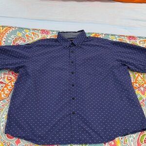 Roundtree & Yorke Dark Blue Casual Button Down Shirt